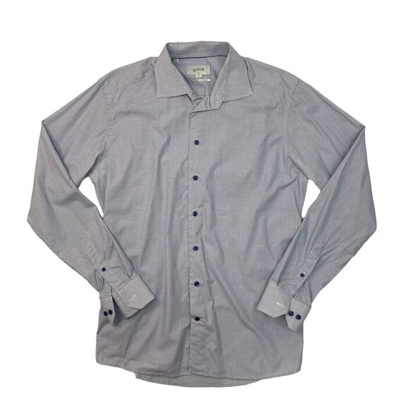 Eton Slim Fit Dress Shirt Mens XL Extra Large Blue Gingham Trunk Club Exclusive - Picture 1 of 10